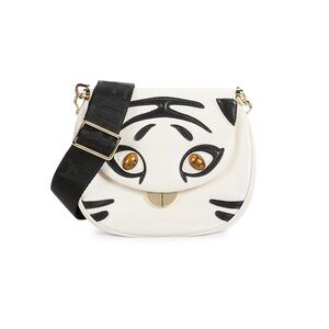 Furla White and Black Tiger Face Leather Crossbody Bag